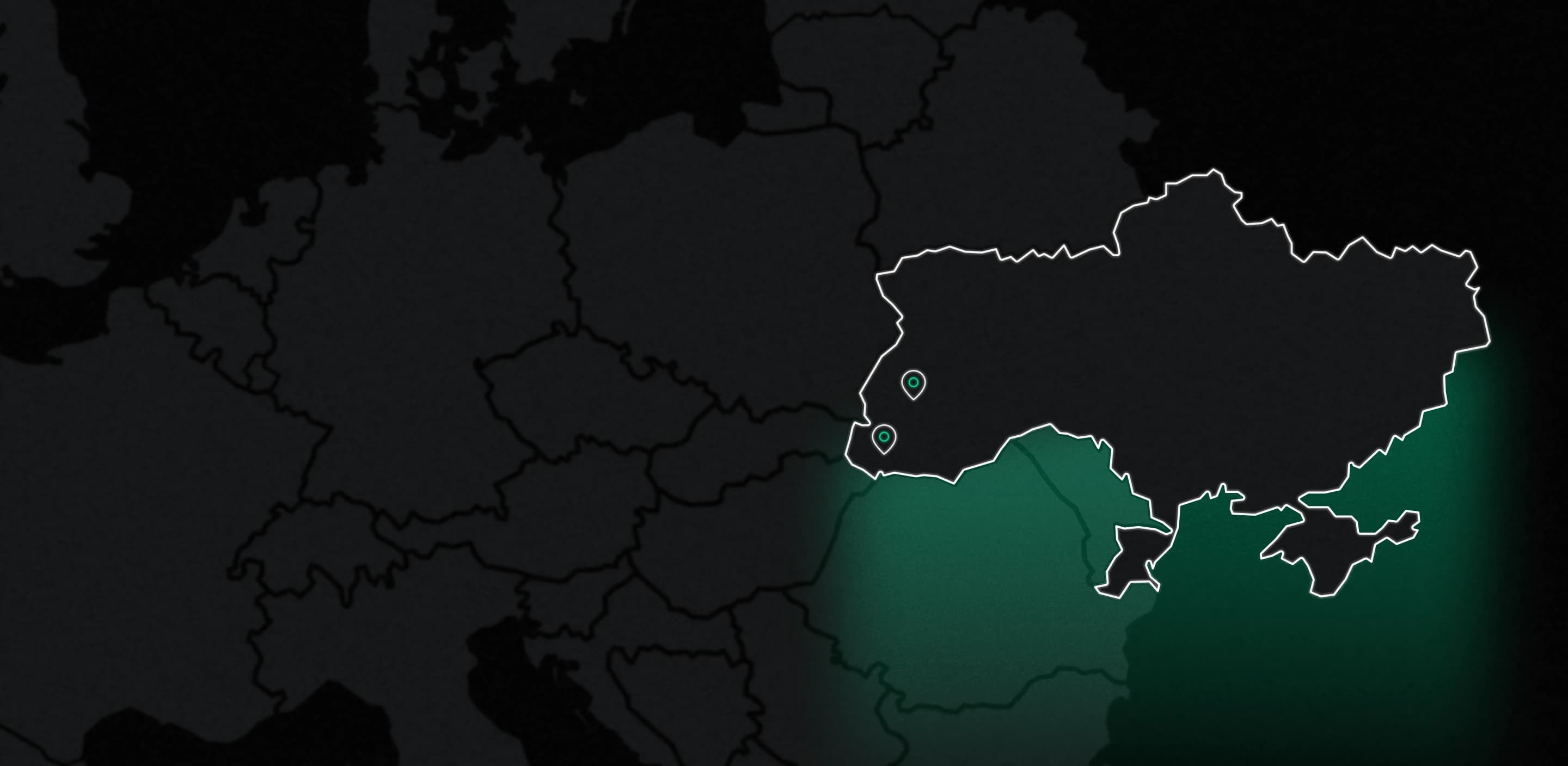 Map of Ukraine with the Drohobych and Uzhhorod offices