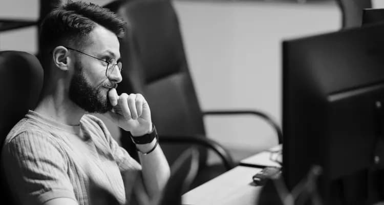 A developer at a monitor in the office