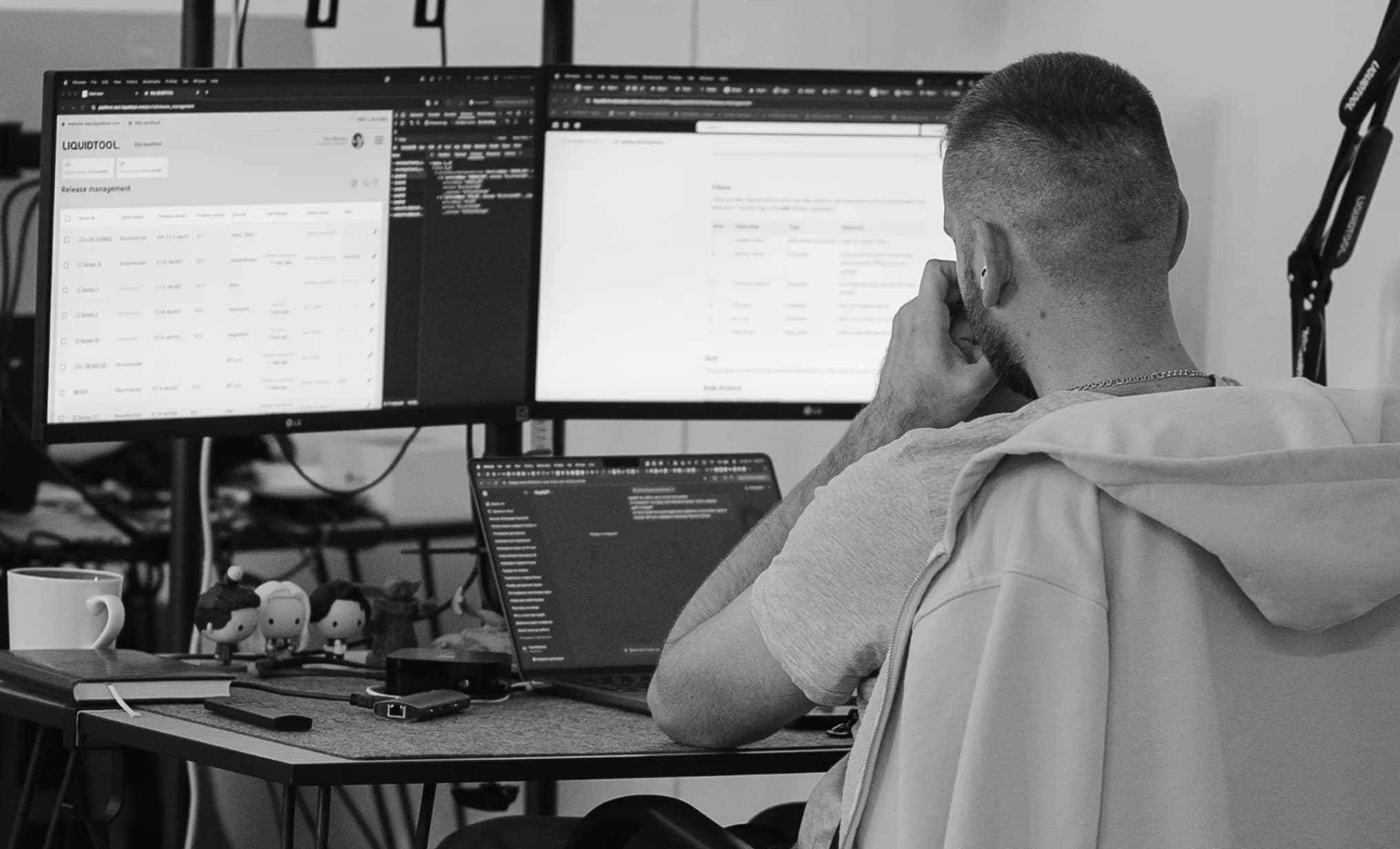 A team member on a call in the office