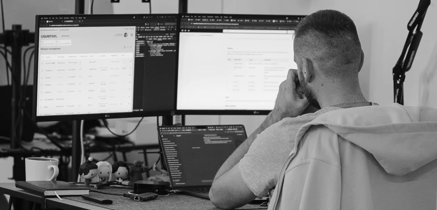 A team member on a call in the office